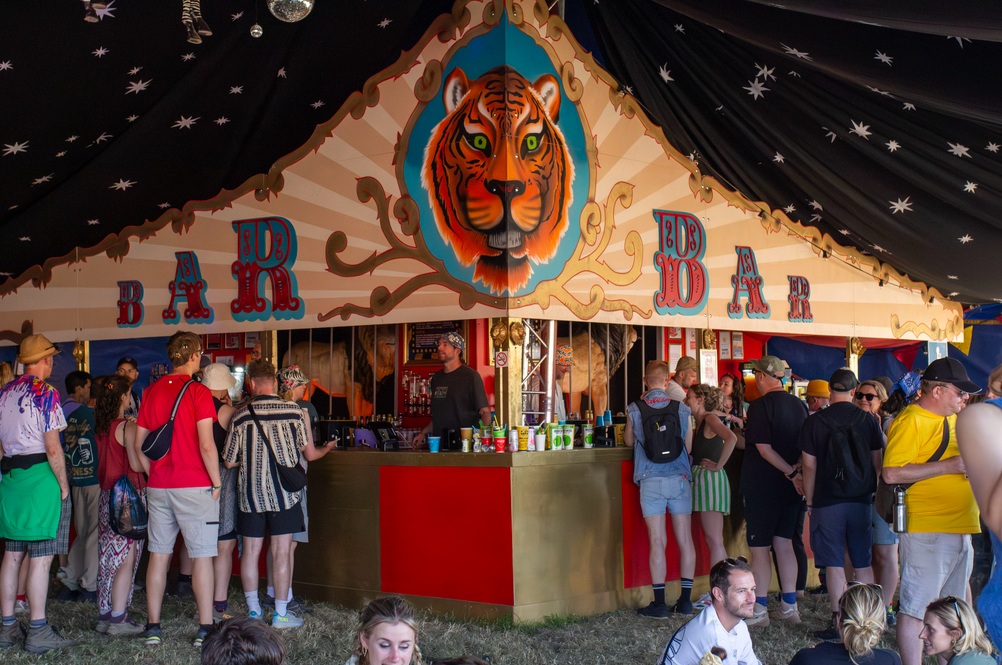 A bespoke bar with a hand-painted tiger frontage